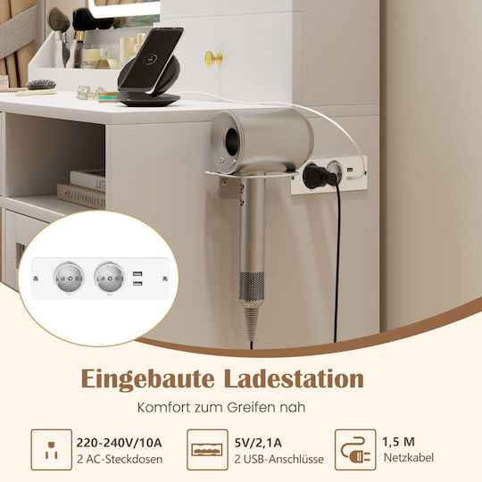 Schminktisch Metallisch Gelb mit Spiegel 96x39x135.5cm Schminktisch Metallisch Gelb mit Spiegel 96x39x135.5cm