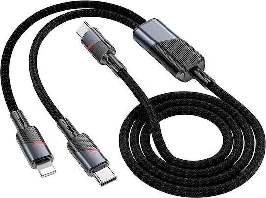 Hoco Cable 2in1 Type C To Type C + Lightning 5a 100w U139 1,2 M Black