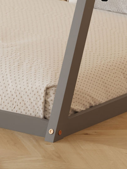 Munk Montessori Kinderbett Montessori Einzeln Gray für Matratze 90x190cm