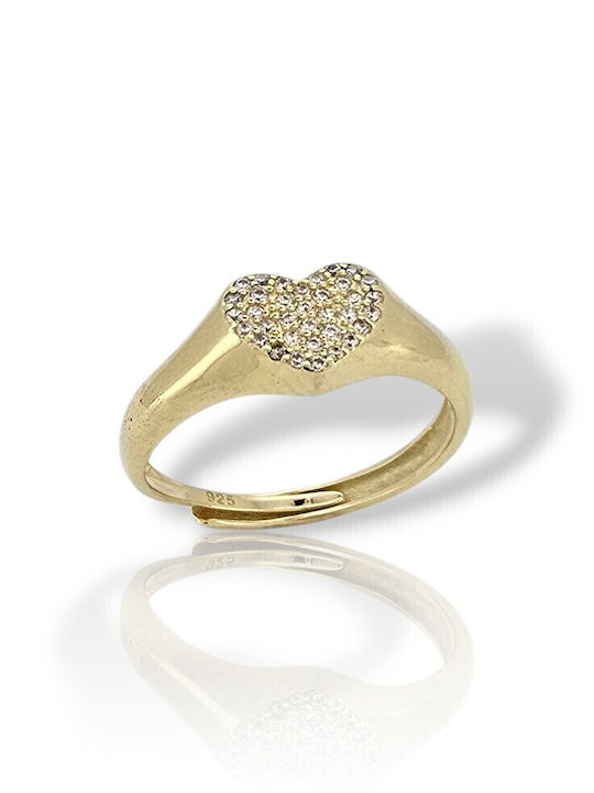 Mentzos Ring with Zircon made of Silver Gold Plated
