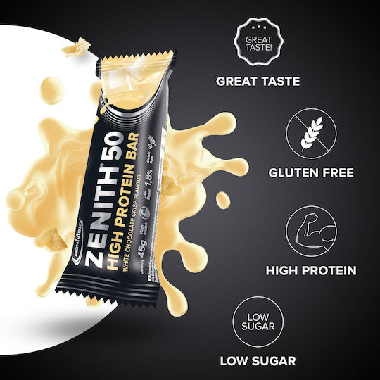 IronMaxx Zenith 50 Μπάρα με 50% Πρωτεΐνη & Γεύση White Chocolate Crisp 50gr