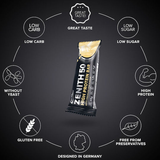 IronMaxx Zenith 50 Μπάρα με 50% Πρωτεΐνη & Γεύση White Chocolate Crisp 50gr
