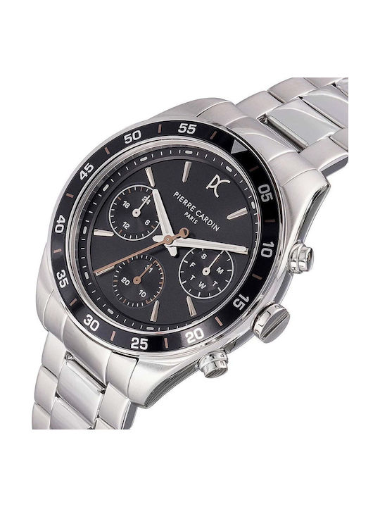 Pierre Cardin Multifunction Herrenuhr Batterie mit Silber Metallarmband