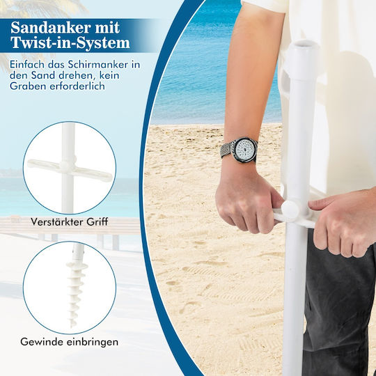Costway Faltbar Strandsonnenschirm Durchmesser 2.2m Turquoise