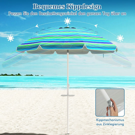 Costway Faltbar Strandsonnenschirm Durchmesser 2.2m Turquoise
