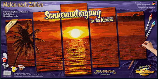 Schipper Paint By Numbers Colouring Set Caribbean Sunset 5 Paintings