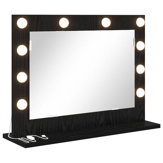 vidaXL Schminkspiegel Wand mit Licht 60x55cm Schwarz