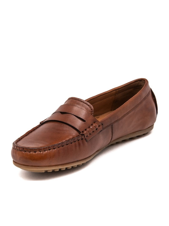 Leather Women's Moccasins in Brown Color