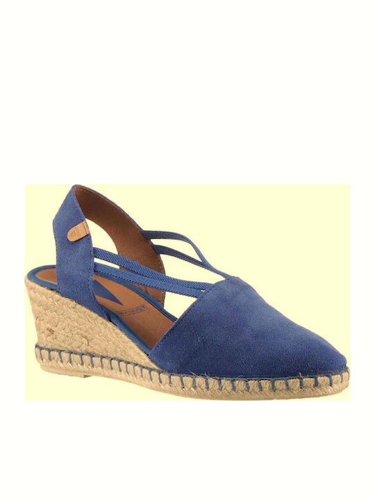 Women's Leather Platform Espadrilles Blue
