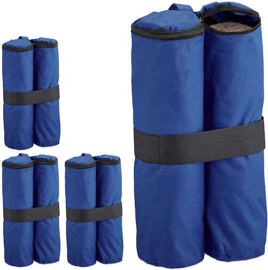 Set 4 Sacii de Ancorare pentru Pavilion Relaxdays Dimensiuni 40 X 42 Cm Capacitate de Umplere 10 Kg per Sac Albastru Negru