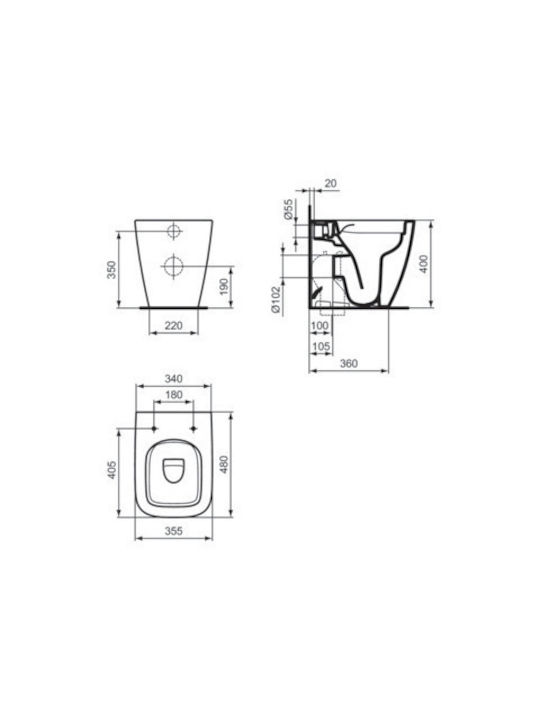 Ideal Standard I.life Space Toaletă de podea Albă