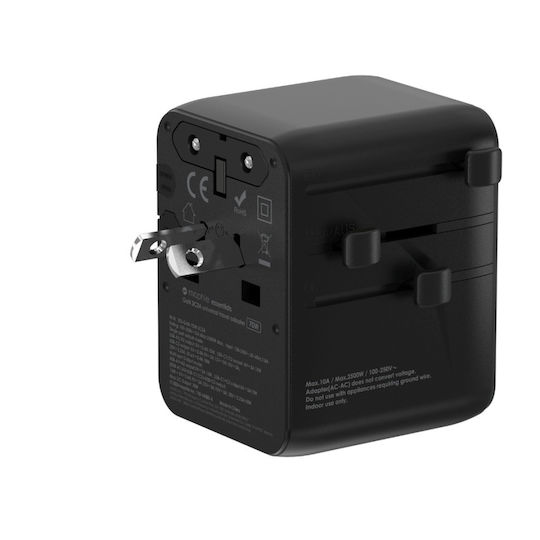 Mophie Incarcator Fara Cablu GaN Cu 2 Porturi De Ieșire USB-A Și 3 Porturi De Ieșire USB-C 35W Livrarea Energiei Negru Essential