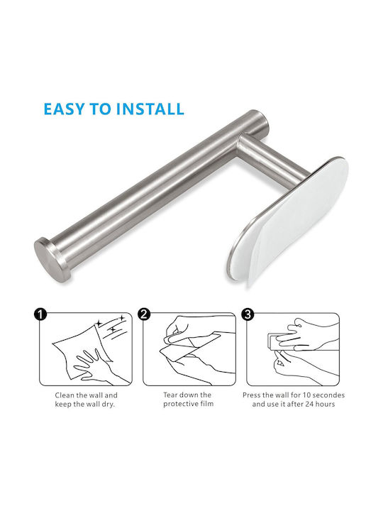 Wandmontierter selbstklebender Metall-Einzelpapierhalter für das Badezimmer 16x8cm Silber
