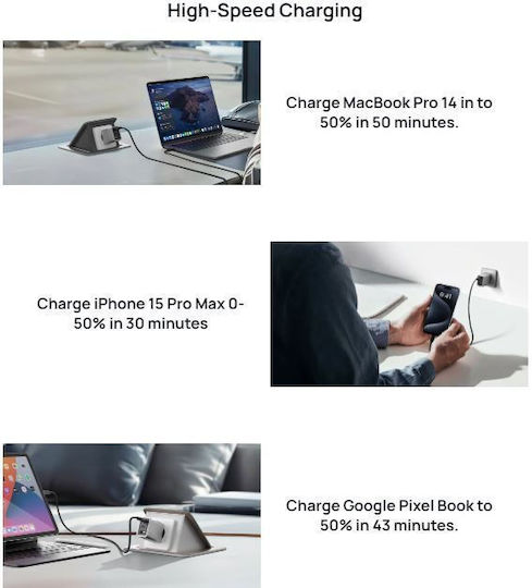 EcoFlow GaN Wireless Charger with USB-A Port and 2 USB-C Ports 65W (Rapid)