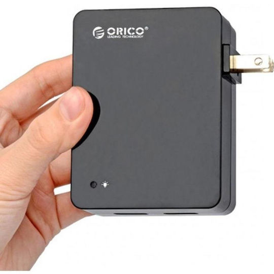 Orico Încărcător cu Cablu Integrat cu 2 Porturi USB-A Negruς (DCA-2U-BK)