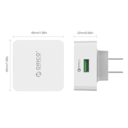 Orico Încărcător Fără Cablu cu Port USB-A 18W Quick Charge 2.0 Albς (QCK-1U-WH)
