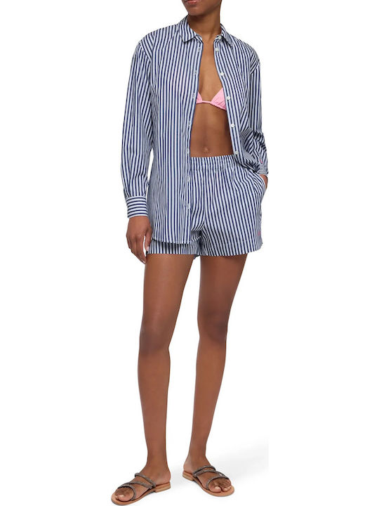 Brigitte Women's Striped Long Sleeve Shirt Blue