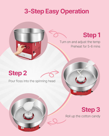 Vevor Commercial Cotton Candy Machine Confectionery Machine 1000w Party Red