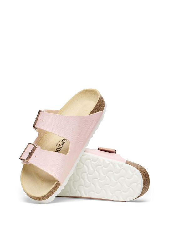 Arizona Leather Women's Flat Sandals in Pink Color Narrow Fit