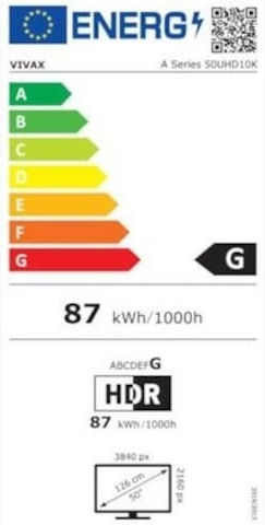 Vivax Смарт Телевизор 50" 4K UHD Edge LED 50UHD10K HDR (2022)