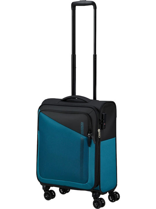 American Tourister Spinner Cabin Travel Suitcase Fabric Black - Blue with 4 Wheels Height 55cm 150910-2642