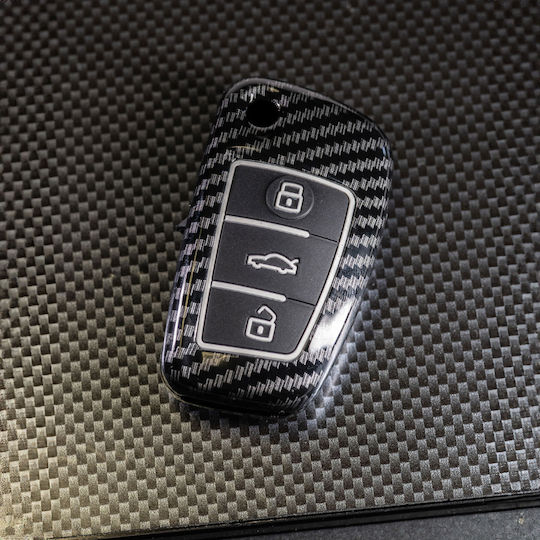 Husă Cheie Premium din Carbon Compatibilă cu Lamele Cheie Audi A1 A3 A4 A6 A8 Q3 Q5 Q7 TT Allroad Luvlu