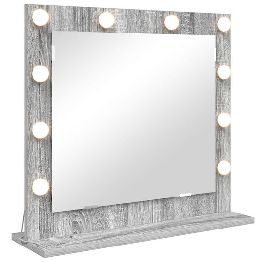 Vidaxl Schminkspiegel mit LED-Leuchten Sonoma Grau 60x55x18 cm Grau