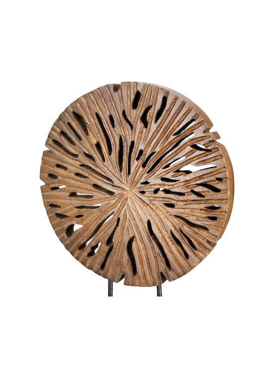 Stand Relief Runde Scheibe Mangoholz Schwarz Braun PU 24x8x47cm