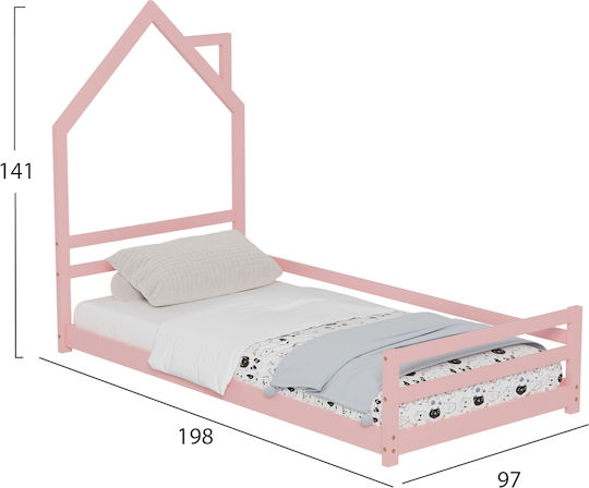 Montessori Kids Bed Montessori Single Pink for Mattress 90x190cm