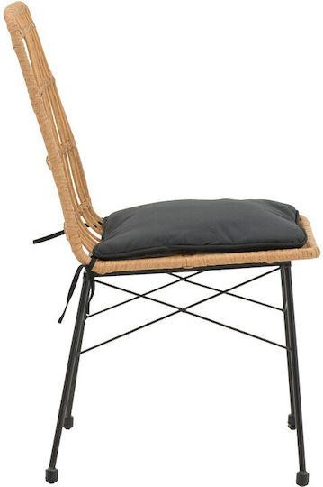Scaun de exterior Rattan Achillia Brown-black cu pernă 45x60x83cm