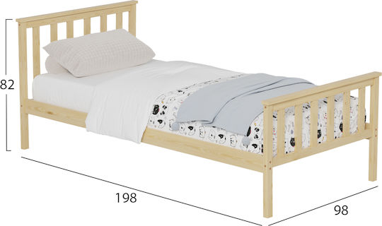 GIMLY Kinderbett Klassisch Einzeln Beiges für Matratze 90x190cm