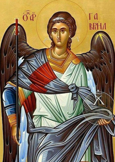 Stone Iconography of Archangel Gabriel-25x40cm-rectangular-glossy