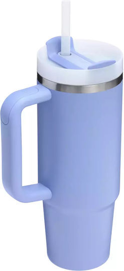 Stanley Quencher H2.0 FlowState Handled Tumbler Thermos Bottle Stainless Steel BPA Free 890ml Hydrangea With Straw And Handle