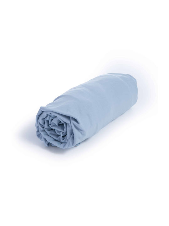 Nef-Nef Homeware Sheet Double with Elastic 140x200+30cm. Jersey L.blue