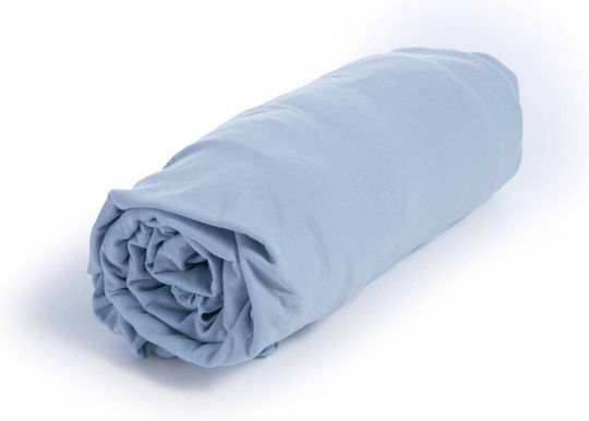 Nef-Nef Homeware Doppelter 140x200+30cm mit Gummizug Jersey L.blue
