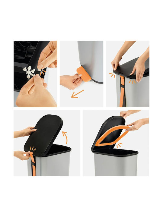 Rotho Babydesign Κάδος Απορριμμάτων Μεταλλικός Ασημί 35lt