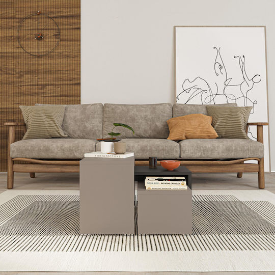 Set Zigon Rectangular Kantar Lemn Antracit - Moca 3 Buc M65xL30xÎ39cm