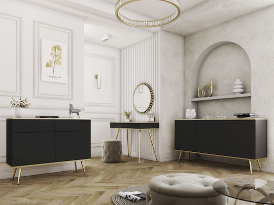Sideboard Oro Wooden Anthracite + Gold 160x41x85cm
