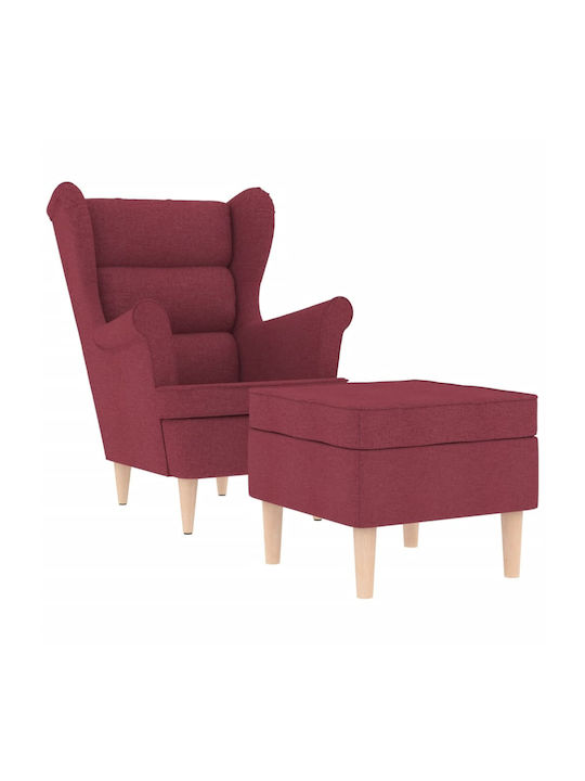 Bergère cu Puf Bordeaux, Red 74x84x100cm