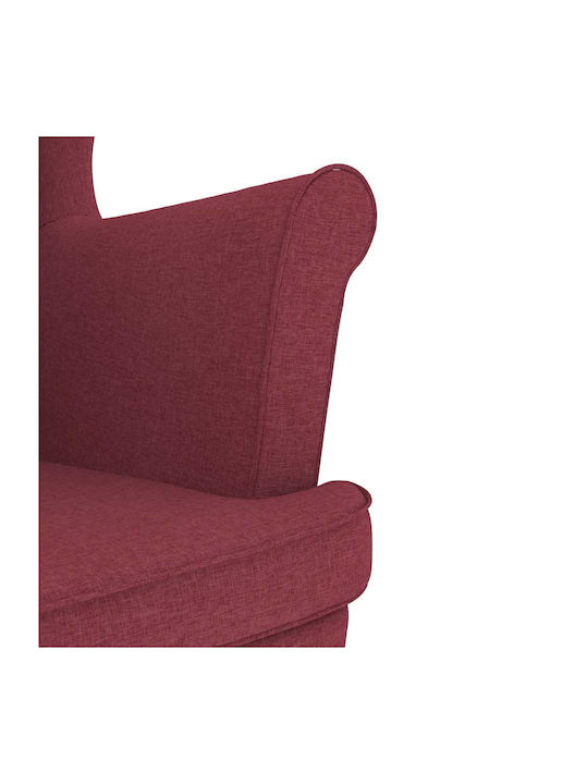 Bergère cu Puf Bordeaux, Red 74x84x100cm