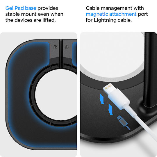 Spigen Sgp Aluminum S380 2-in-1 Desktop Charging Stand for Apple Airpods Max Headphones Wireless Charger Slot Black Amp02818