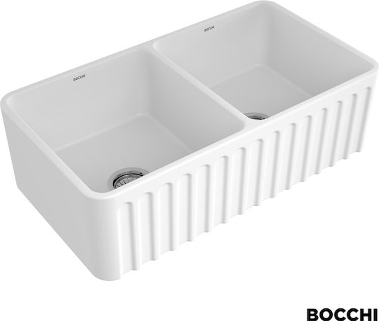 Bocchi Farmhouse Gefäß Küchenspüle Porzellan M84xP46cm Weiße