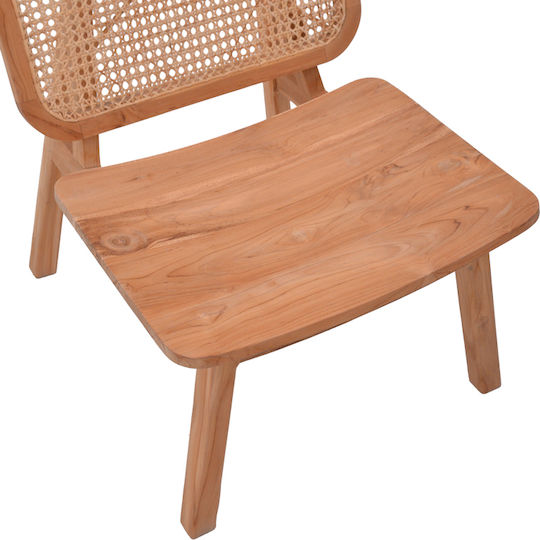 Viborg Πολυθρόνα Φυσικό Teak Ξύλο / Φυσικό Rattan 60x75x87cm