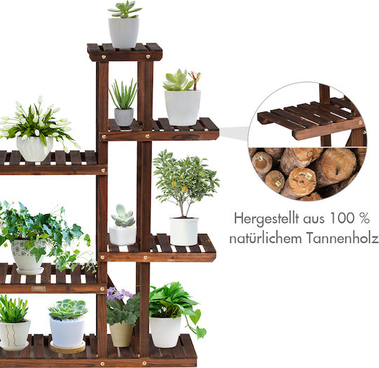 Costway Blumentopf-Regal Holz Braun 125cmx25cmx114cmcm.