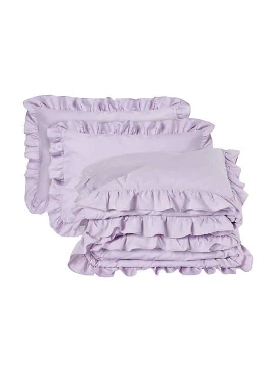Das Home Bettbezug-Set Baumwolle Übergröße mit 2 Kissenbezügen 220x240 Daily Lilac