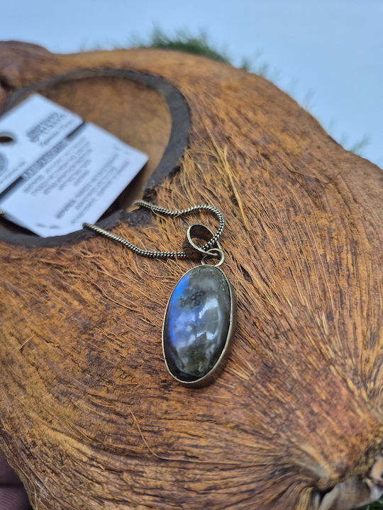 Brass Chain Necklace Approximately 24 cm Labradorite