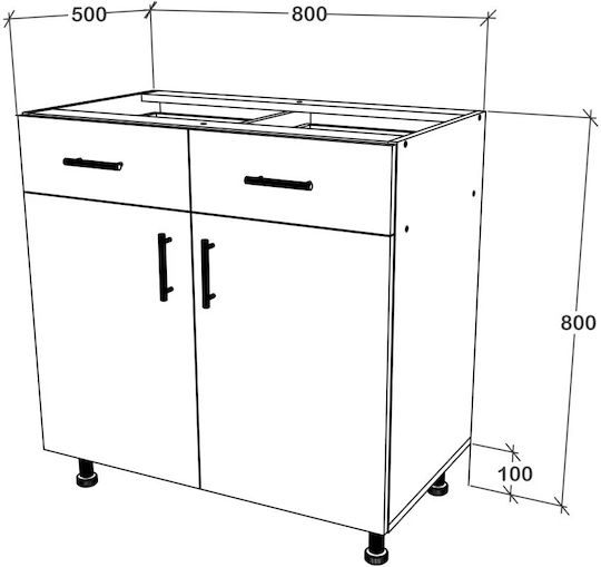 cu Blat de Lucru Natural/white Wood 80x50x80buc