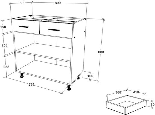 cu Blat de Lucru White 80x50x80buc