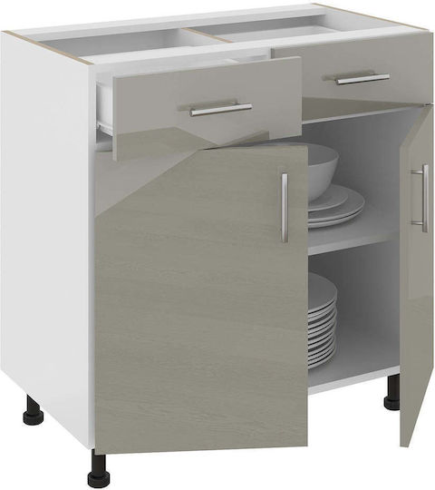 Floor Cabinet Glossy Grey/white 80x50x80cm