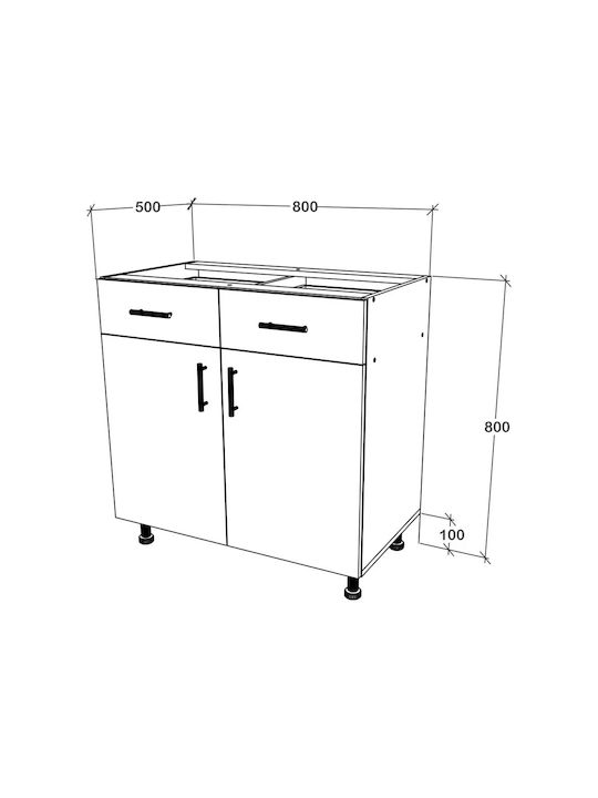 cu Blat de Lucru Anthracite/white 80x50x80buc